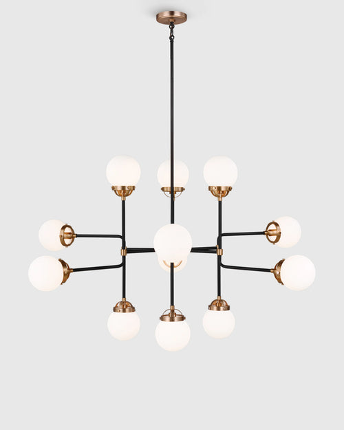 Multi Globe Steel Chandelier - 12 Light / Black