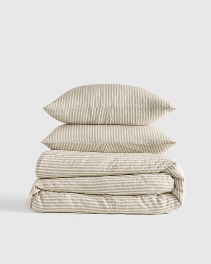 European Linen Duvet Cover Set - Twin / Peach