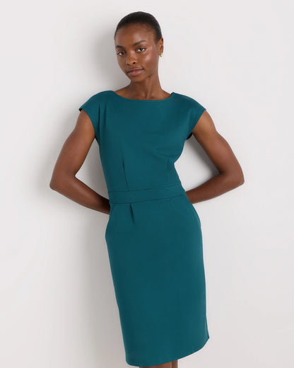 Ultra-Stretch Ponte Cap Sleeve Dress - XS / Ruby Red