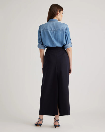 Chambray Tencel Long Sleeve Shirt - XS / Light Indigo