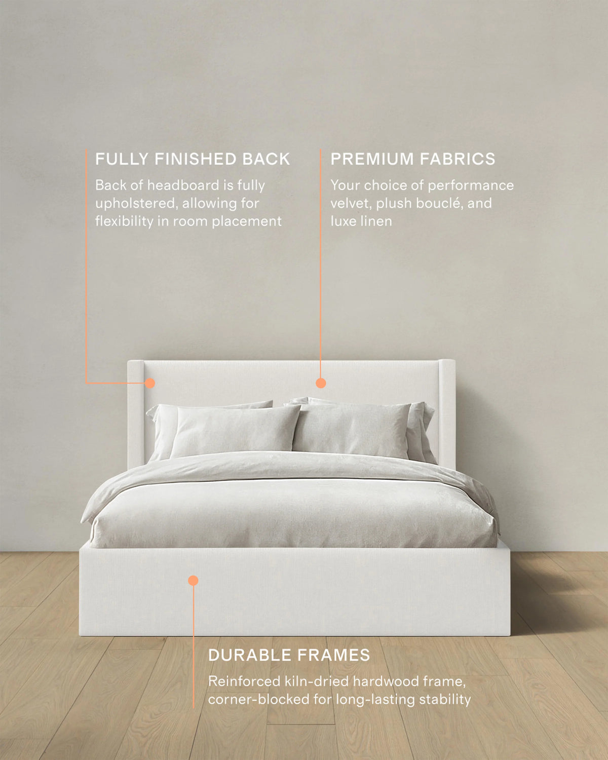 Wingback Bed in Performance Velvet - Full / Butterscotch