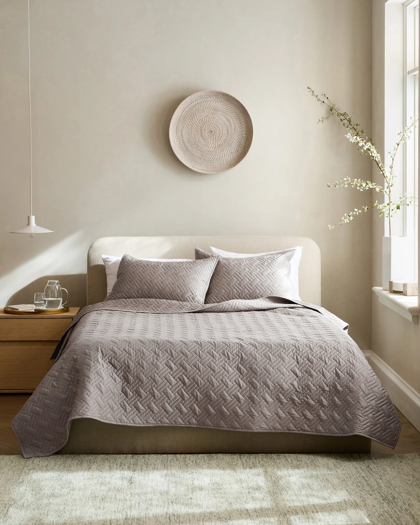 Organic Cotton Basketweave Quilt Set - Twin / Mineral