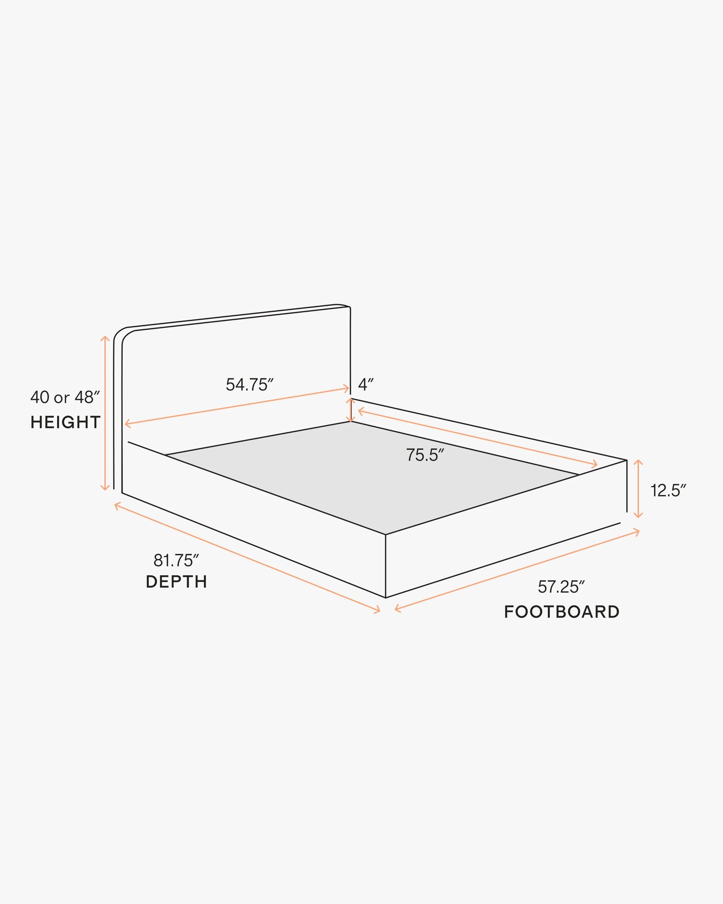 Curved Bed in Performance Linen - Full / Ivory