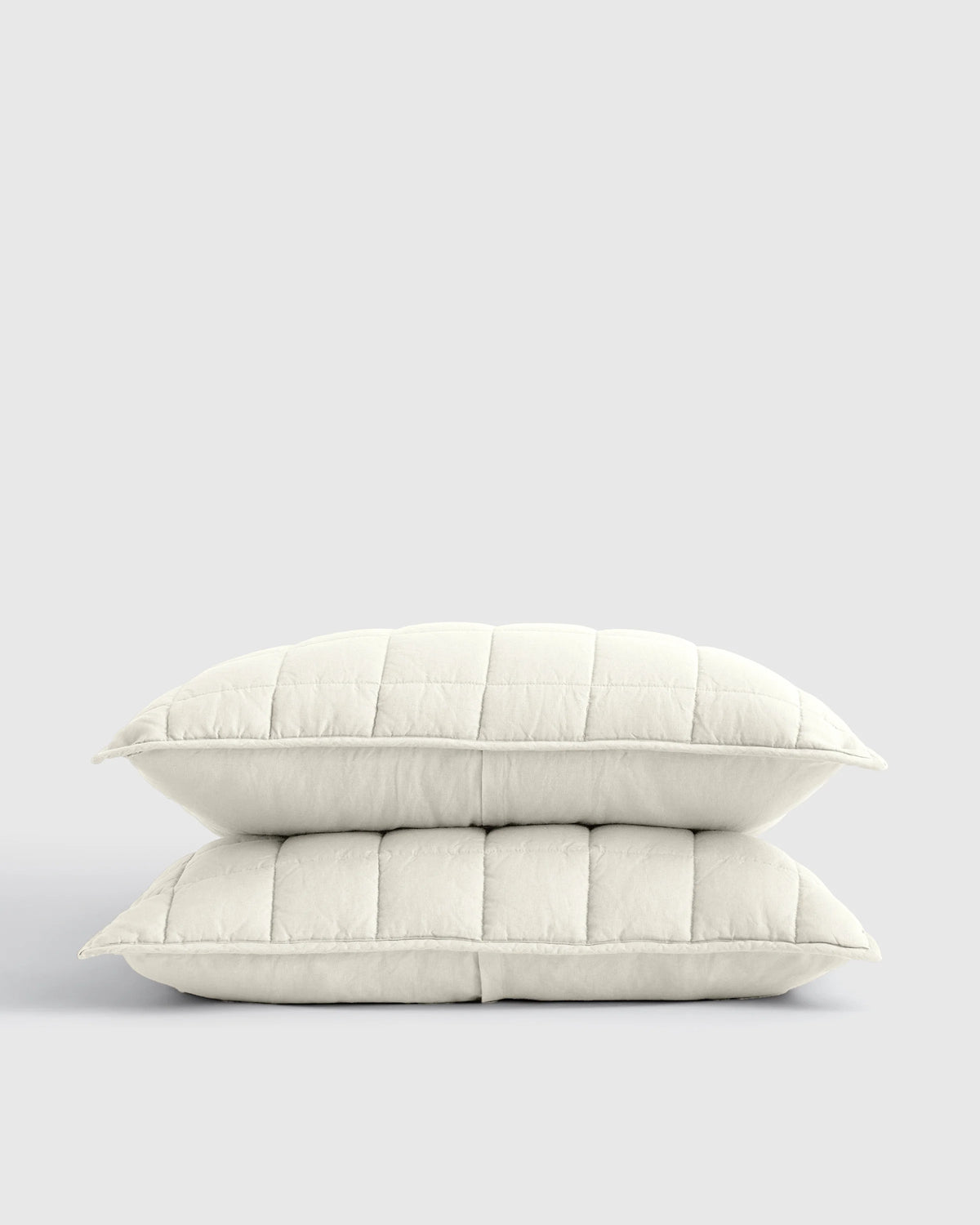 European Linen Box Quilted Sham Set - Standard / White
