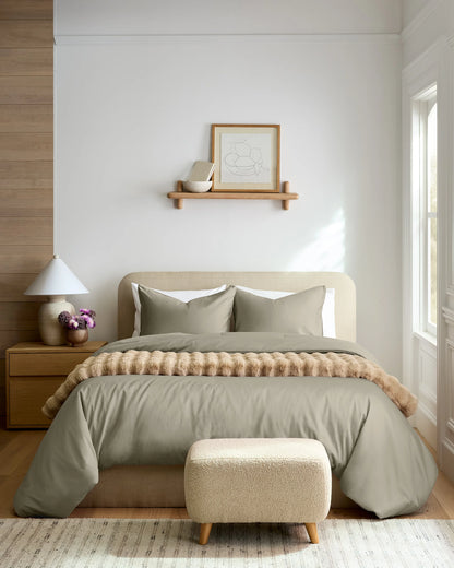 Organic Cotton Sateen Sham Set - Standard / Mineral