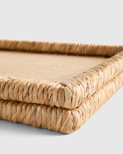 Handwoven Rectangular Decorative Tray - One Size / Natural