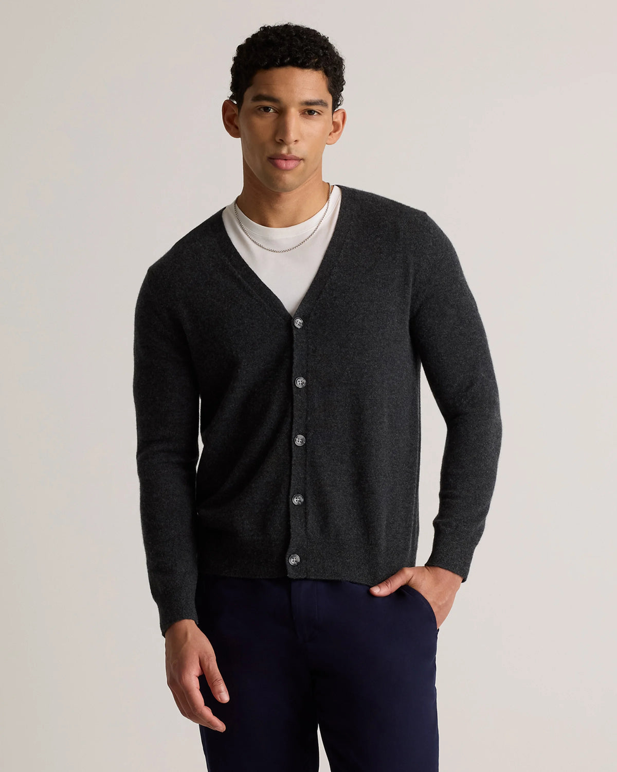 Mongolian Cashmere Cardigan Sweater - S / True Navy