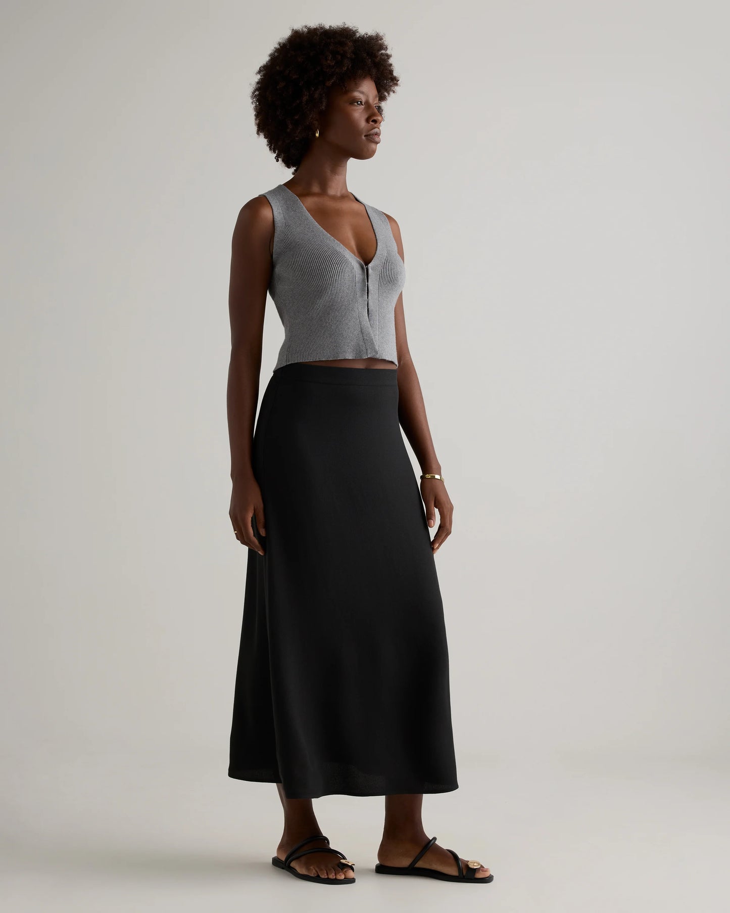 Lightweight Crepe Slip Skirt - XS / Moonstone Blue