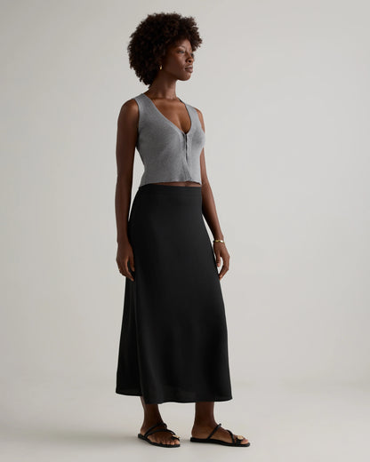 Lightweight Crepe Slip Skirt - XS / Moonstone Blue