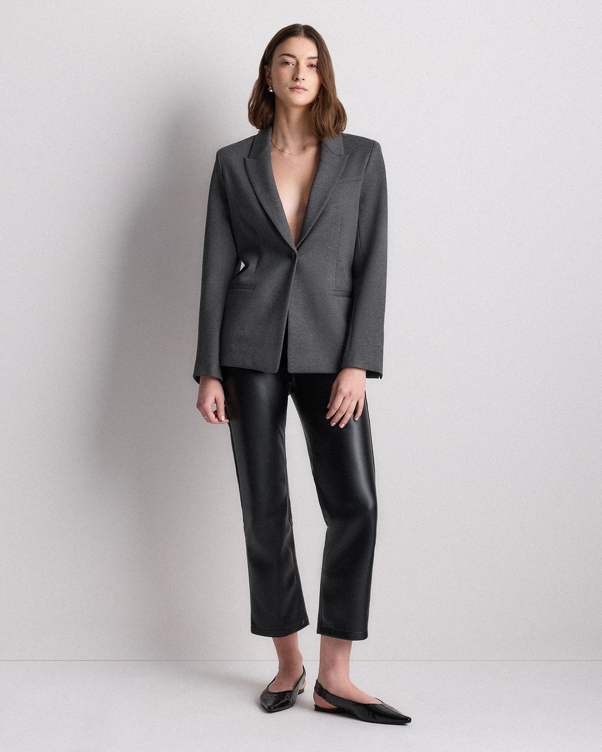 Ultra-Stretch Ponte Single-Breasted Blazer - XS / Espresso