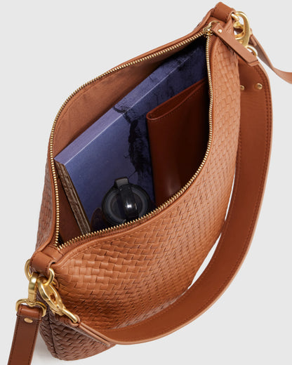 Sloane Handwoven Shoulder Bag - One Size / Cognac