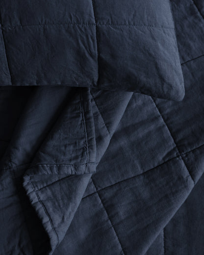 Lightweight European Linen Box Quilt - Twin / White
