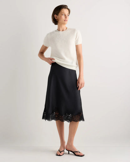 100% Washable Silk Lace Skirt - XS / Vintage Pink