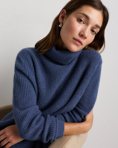 Mongolian Cashmere Fisherman Turtleneck Sweater - XS / Black