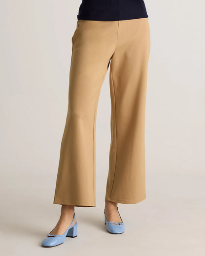 Organic Cotton Double Knit Wide Leg Pants - XS / Bold Black