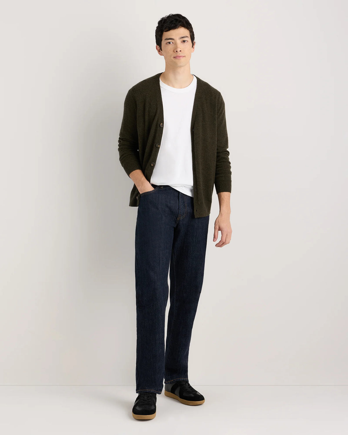 Mongolian Cashmere Cardigan Sweater - S / True Navy