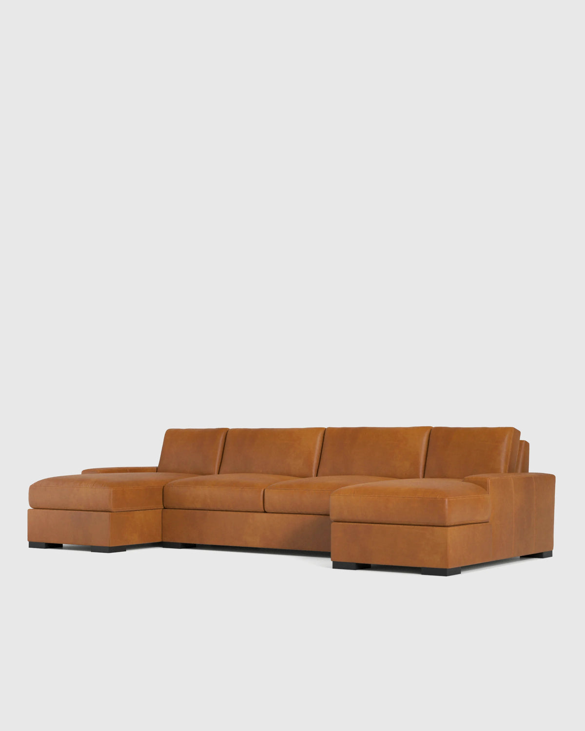 Stillman U Sectional in Leather - One Size / Auburn