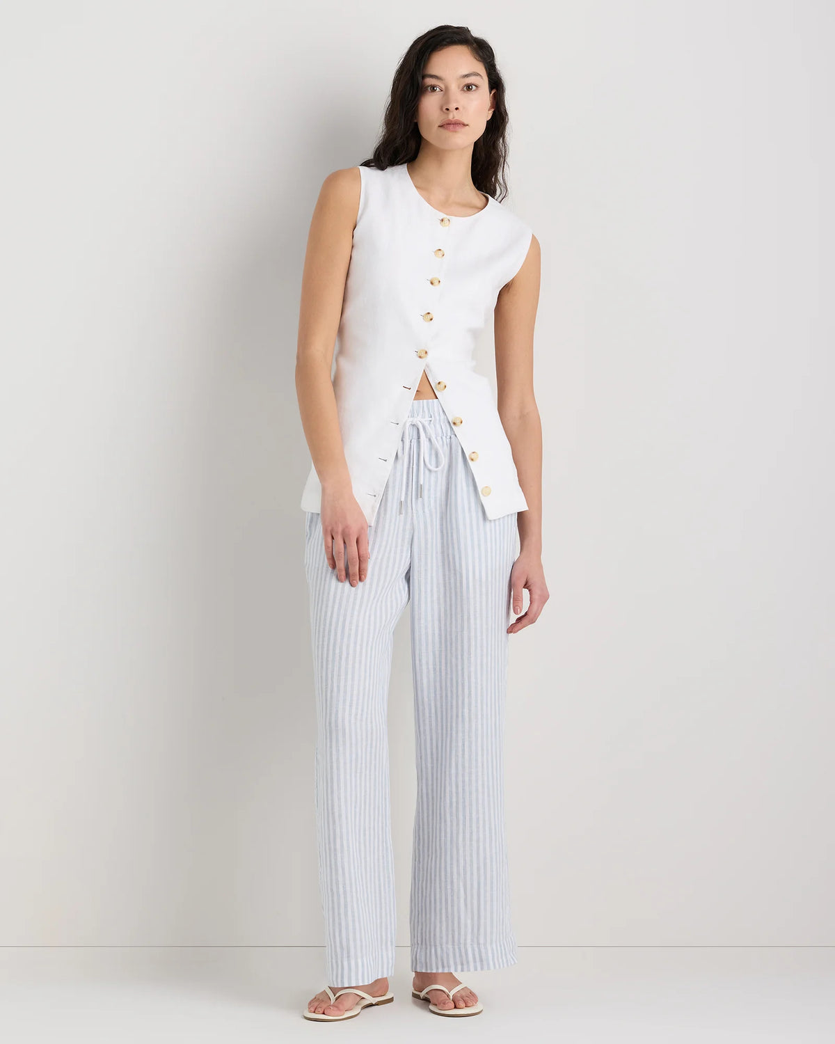 100% European Linen Wide Leg Pants - XS / Bayberry Olive