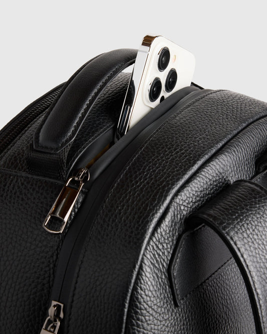 Excursion Italian Leather Laptop Backpack - One Size / Black