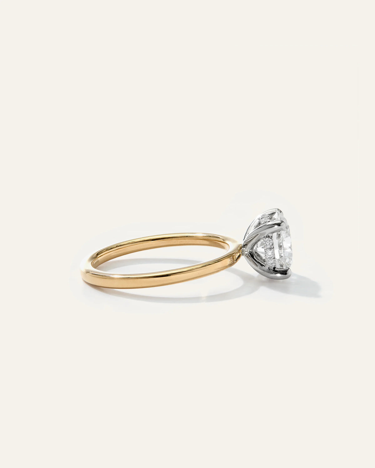 Lab Grown Diamond Round Petite Hidden Halo Engagement Ring - 2ct - 4 / Yellow Gold