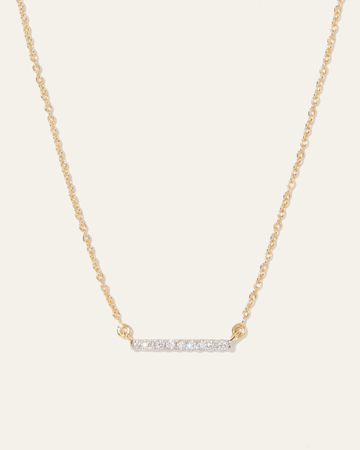 14K Gold Diamond Petite Bar Necklace - One Size / Yellow Gold