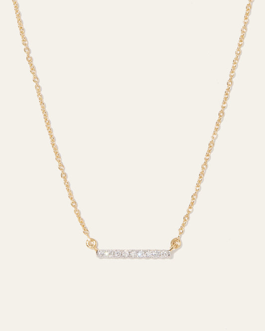 14K Gold Diamond Petite Bar Necklace - One Size / Yellow Gold