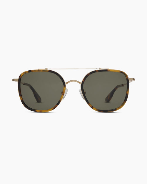 Rio Polarized Stainless Steel Sunglasses - One Size / Gold/Fawn Tortoise with Green lens