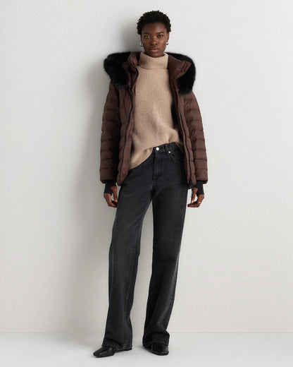 Responsible Down Belted Puffer Coat - XS / Hot Fudge