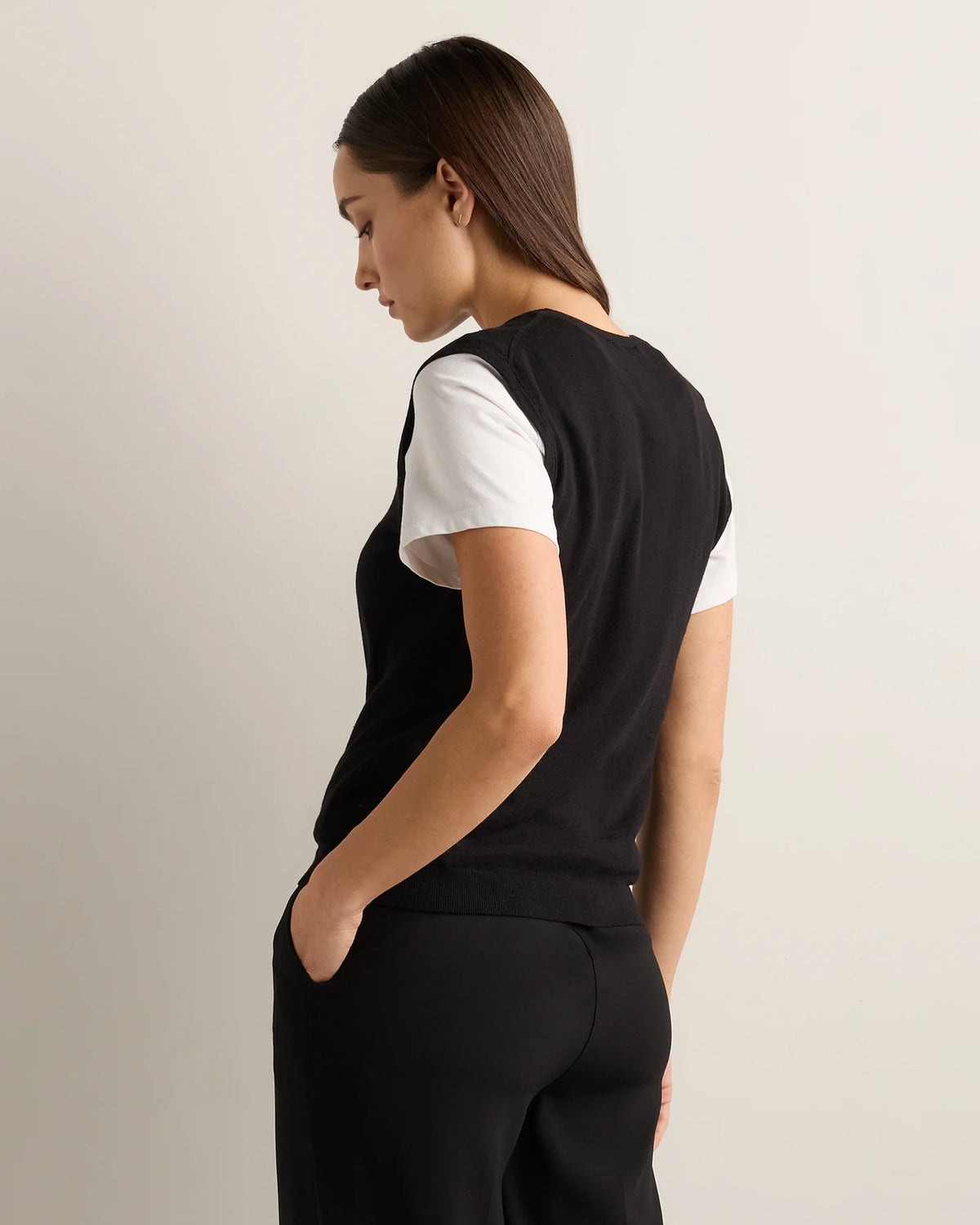 Lightweight Cotton Cashmere Sweater Tank - XS / Black