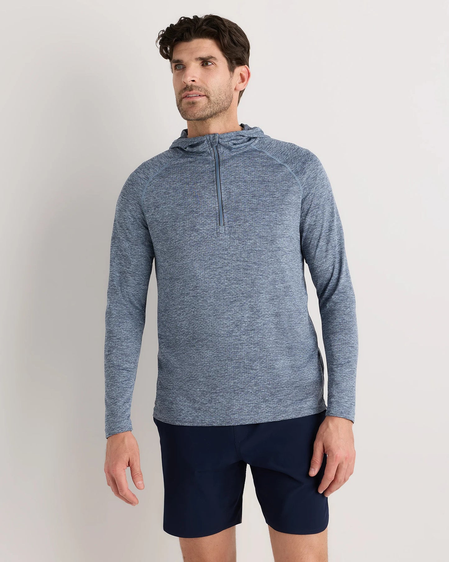 Mesh Performance Training Quarter Zip Hoodie - S / Heather Grey