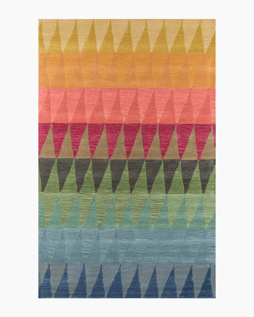 Rainbow Geo Hand-Tufted Rug - 3'6" x 5'6" / Red Multi