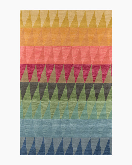 Rainbow Geo Hand-Tufted Rug - 3'6" x 5'6" / Red Multi