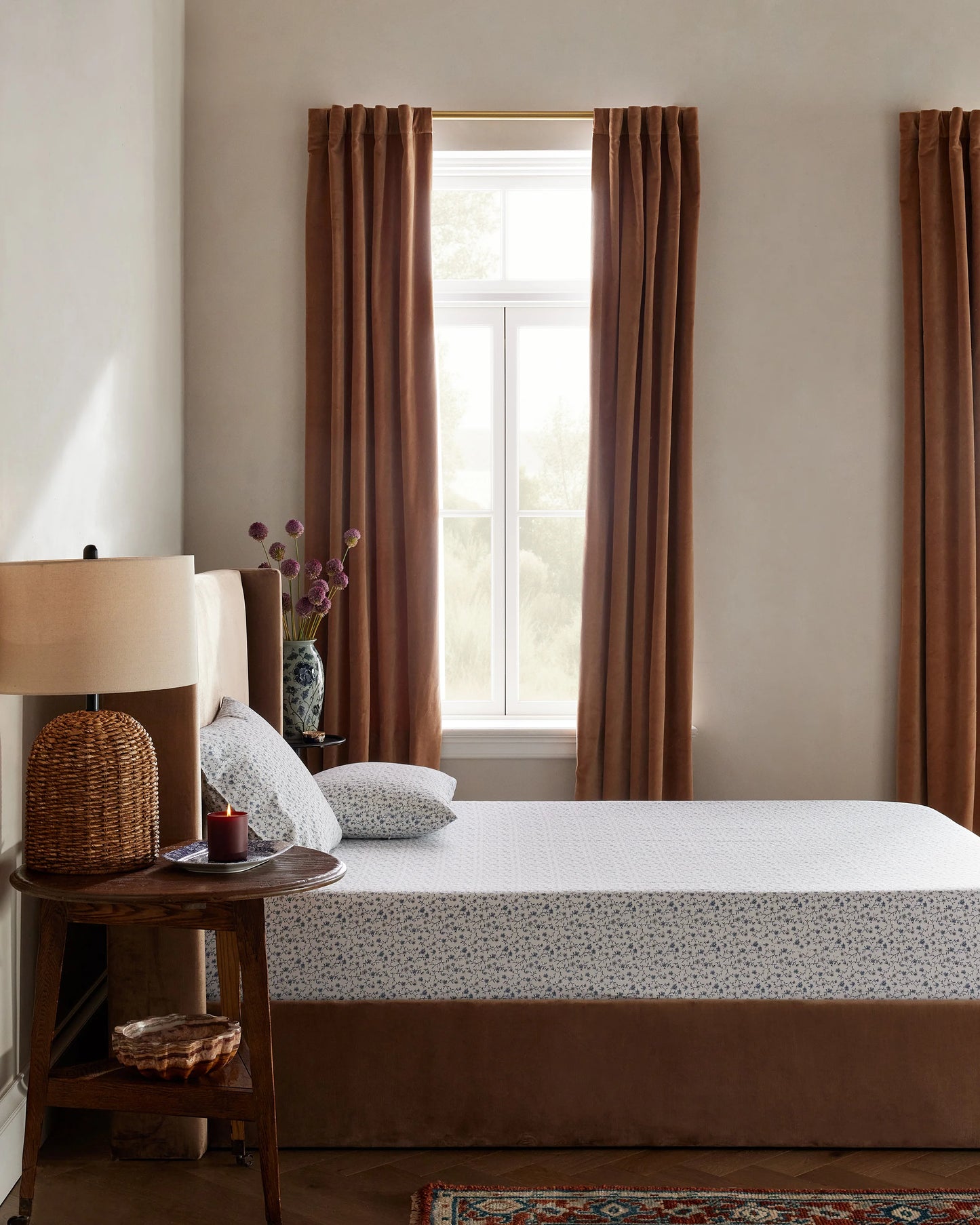 Organic Crisp Percale Floral Fitted Sheet Set - Twin / Toffee Florette