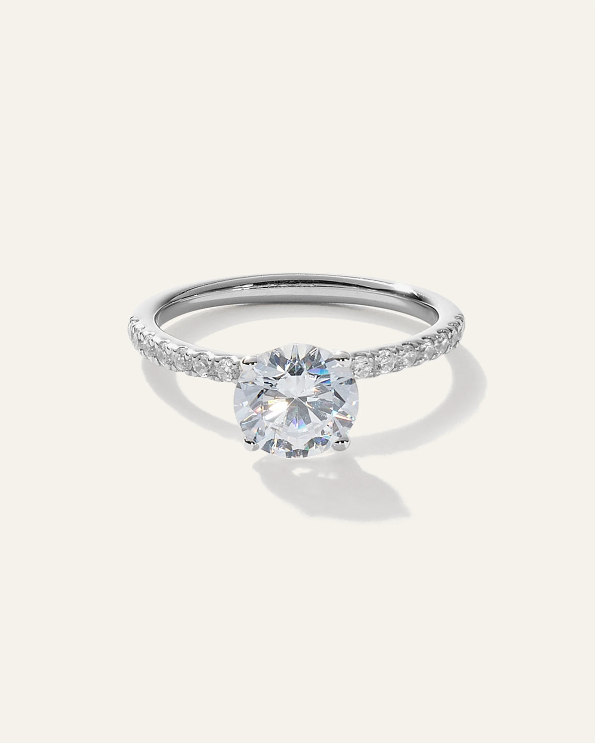 Lab Grown Diamond Round Petite Pave Engagement Ring - 1.50ct - 4 / Yellow Gold