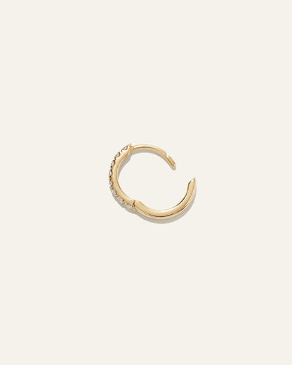 14K Gold Pave Diamond Second Piercing Tiny Huggie - Single - One Size / Yellow Gold