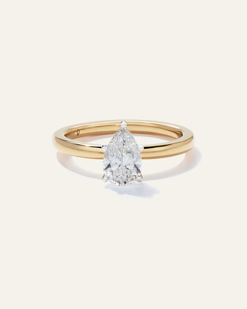 Lab Grown Diamond Pear Comfort Fit Engagement Ring - 1ct - 4 / Yellow Gold