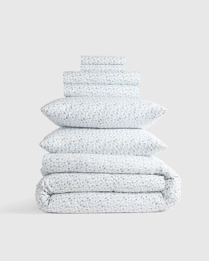 Organic Crisp Percale Deluxe Bedding Bundle - Twin / White