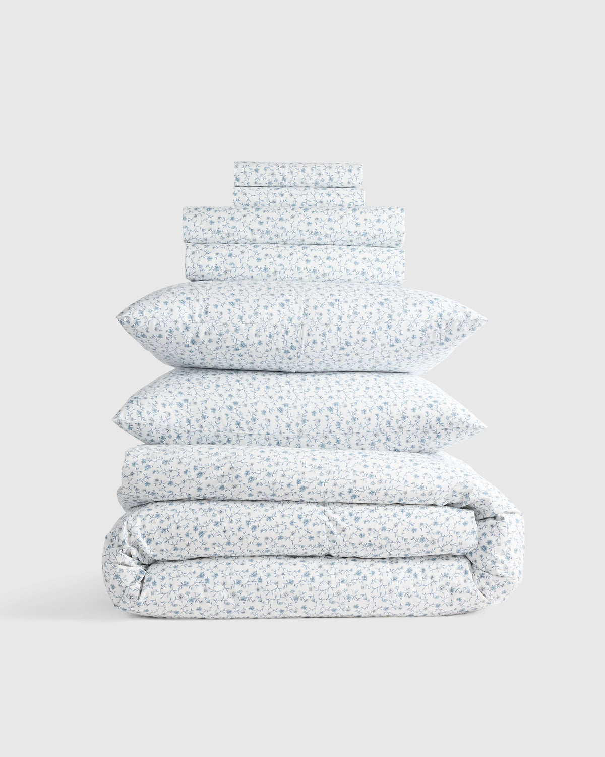 Organic Crisp Percale Floral Deluxe Bedding Bundle - Twin / Toffee Florette