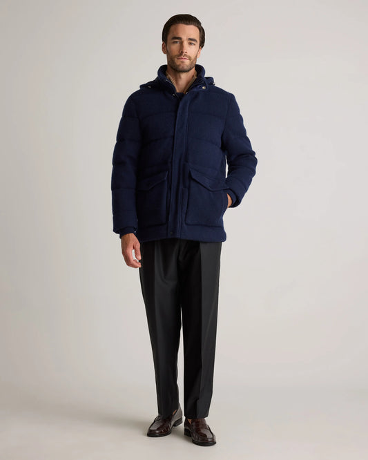 Mongolian Cashmere Puffer Coat - S / True Navy