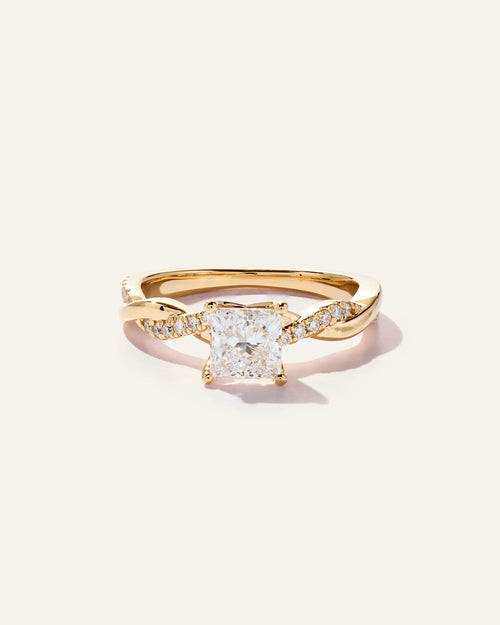 Lab Grown Diamond Princess Twisted Engagement Ring - 1ct - 4 / Yellow Gold
