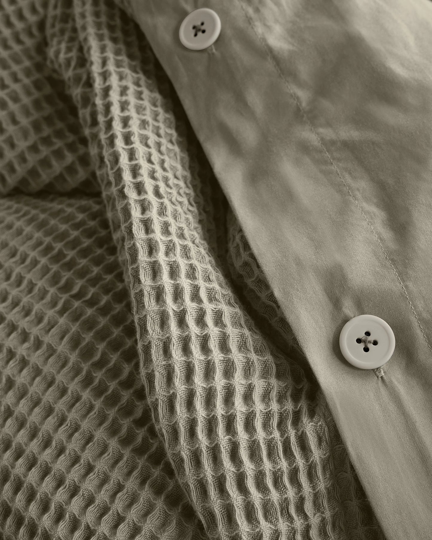 Organic Waffle Duvet Cover Set - Twin / White
