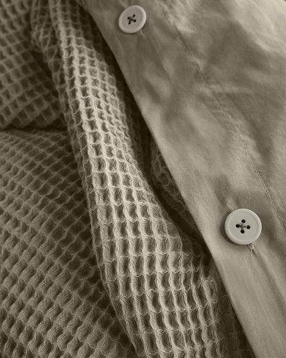 Organic Waffle Duvet Cover Set - Twin / White