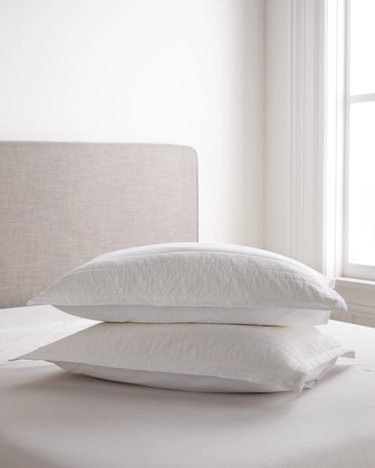 Organic Cotton Stripe Stitch Quilted Sham Set - Standard / White