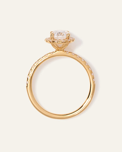 Lab Grown Diamond Oval Halo Pave Engagement Ring - 1ct - 4 / Yellow Gold