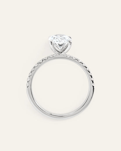 Lab Grown Diamond Oval Petite Pave Engagement Ring - 2ct - 4 / Yellow Gold