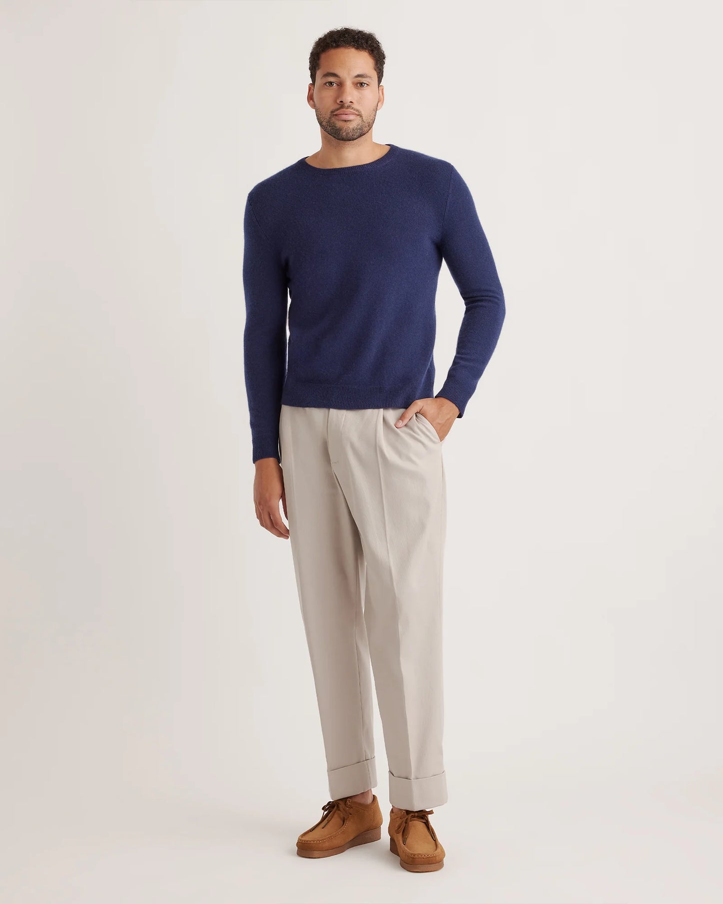 Mongolian Spring Cashmere Crewneck Sweater - S / Navy