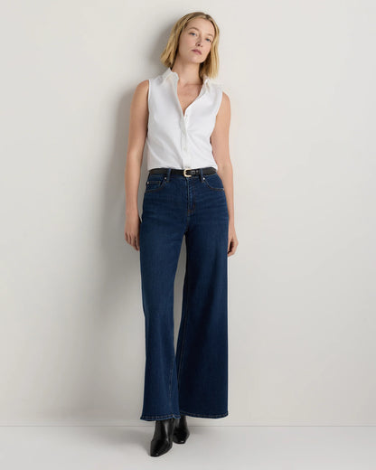 Organic Stretch Cotton Tailored Sleeveless Shirt - XS / Classic White