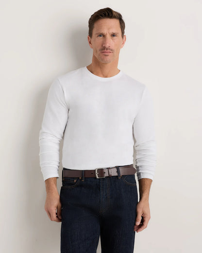 100% Organic Cotton Slub Long Sleeve Tee - S / Classic White