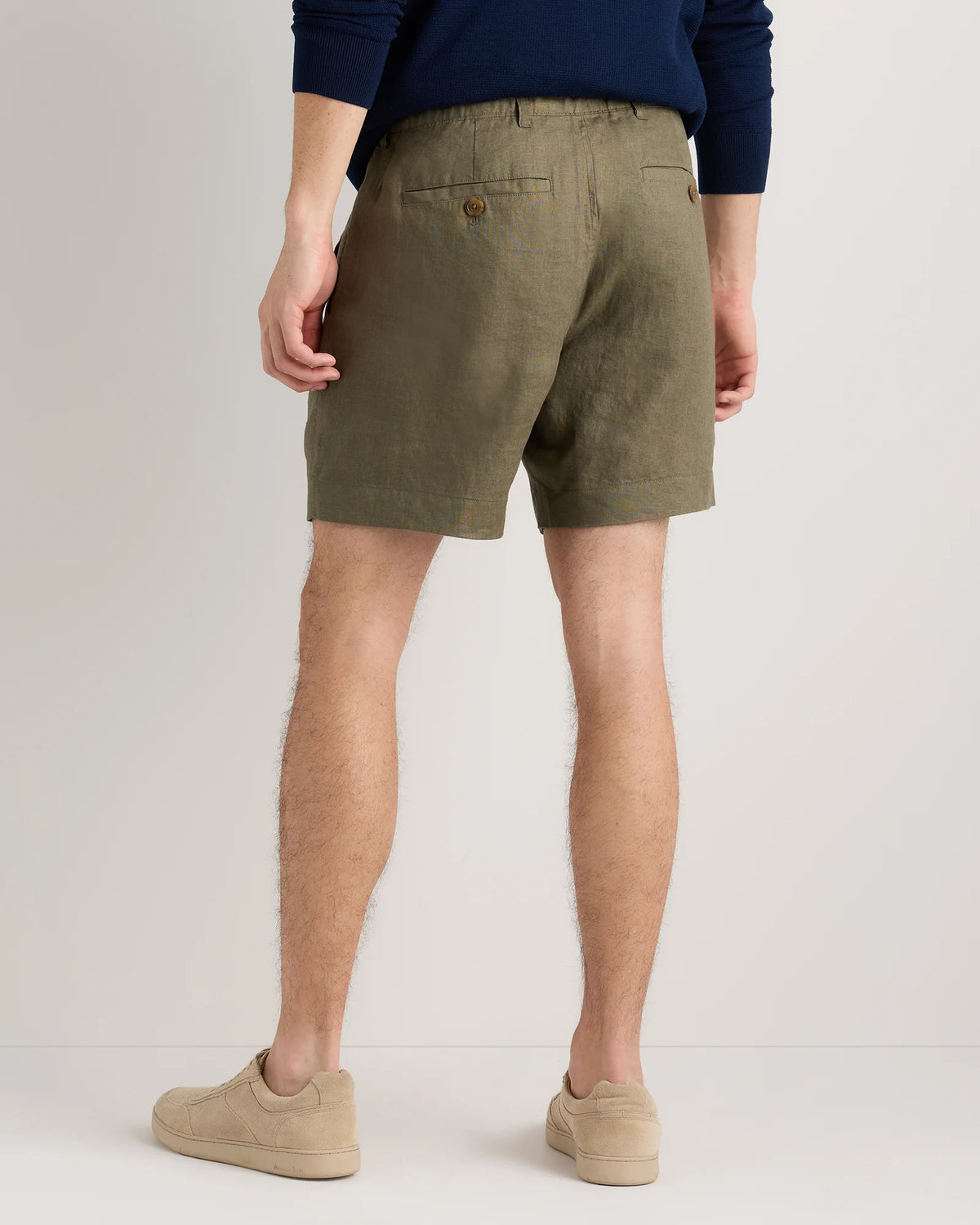 100% European Linen Trouser Shorts - 7" - S / Bayberry Olive