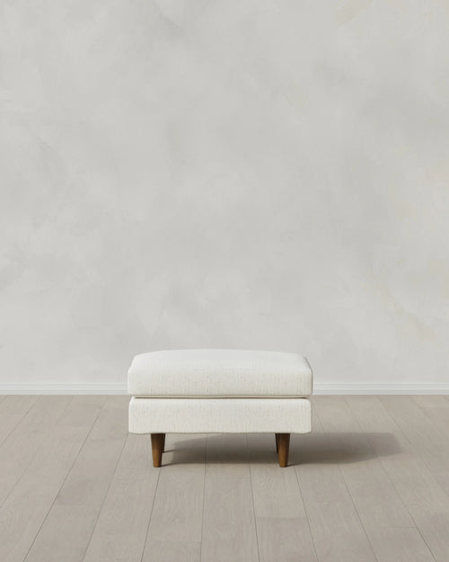 Atlas Midcentury Ottoman in Performance Chenille Linen Blend - 31.5" / Snow